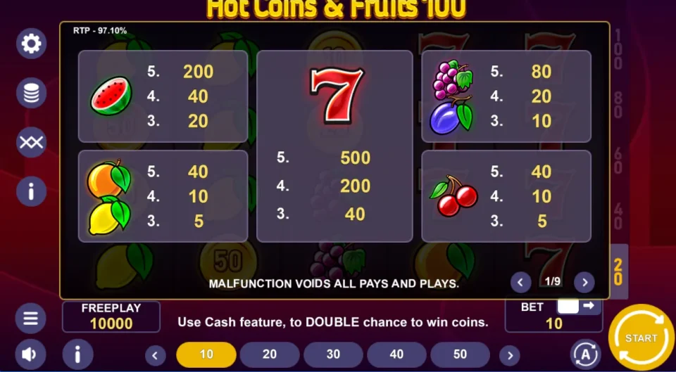Hot Coins & Fruits 100 — screenshot 1