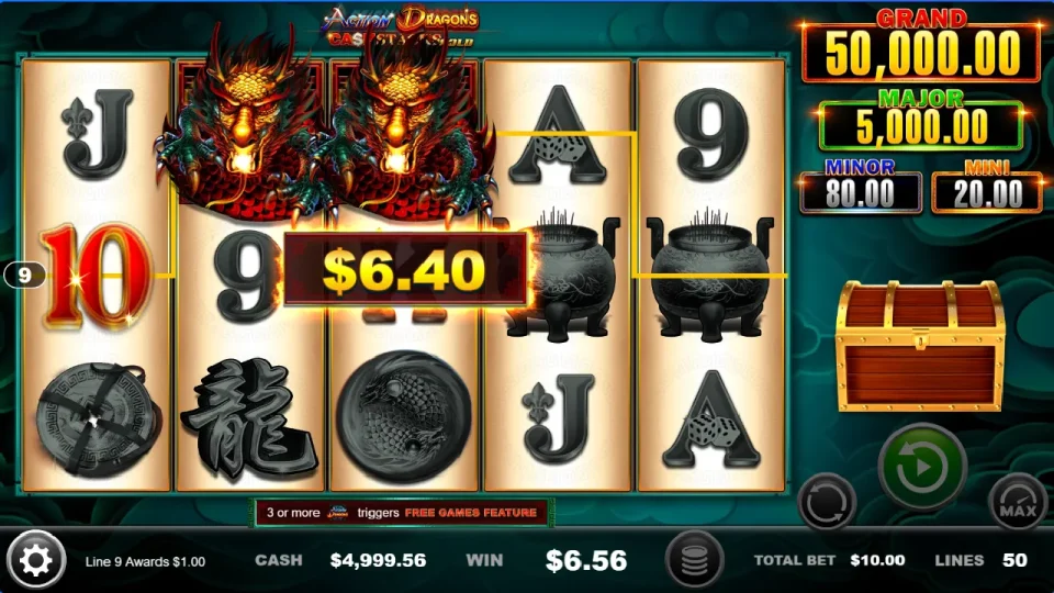 Action Dragons Cash Stacks Gold — screenshot 2