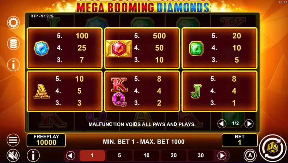 Mega Booming Diamonds — screenshot 1