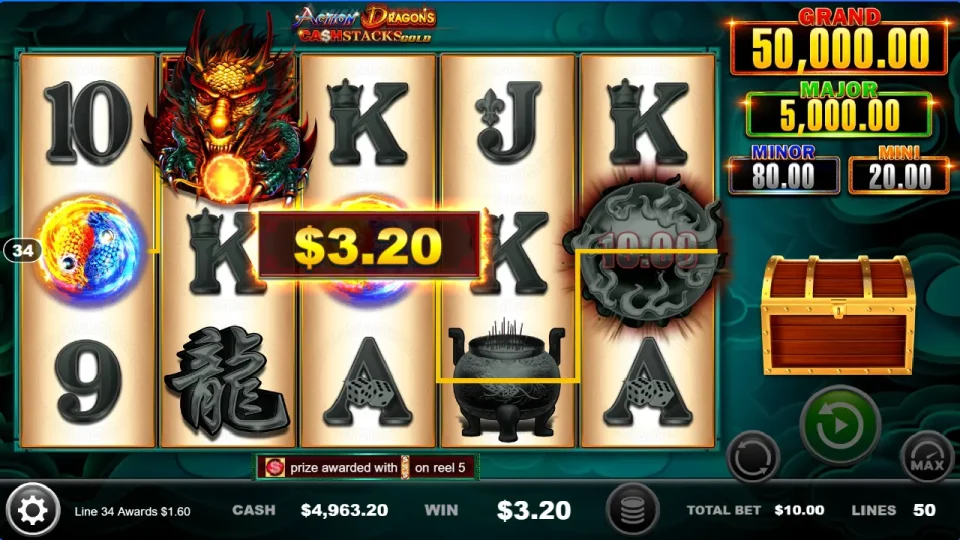 Action Dragons Cash Stacks Gold — screenshot 3
