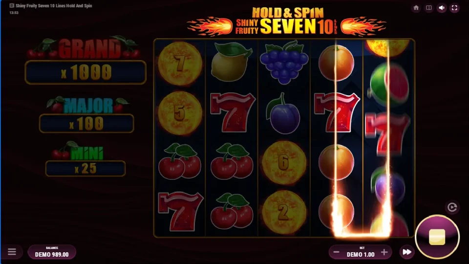Shiny Fruity Seven 10 Lines Hold and Spin — screenshot 4