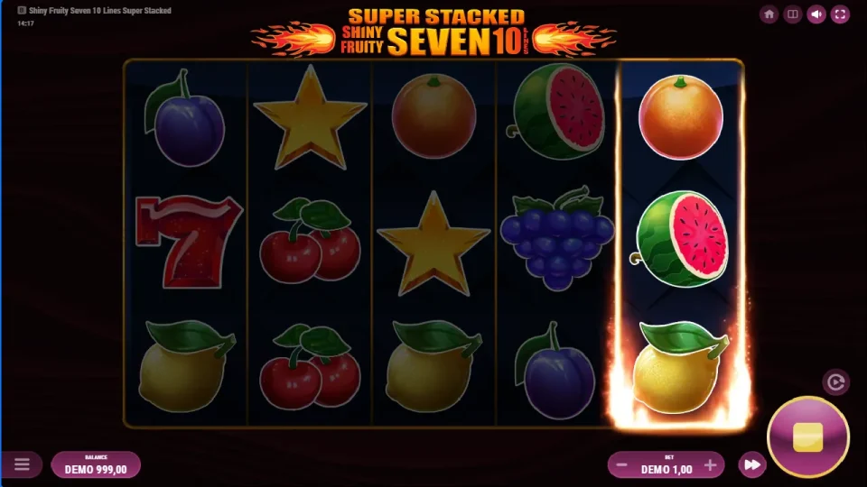 Shiny Fruits Seven 10 Lines Super Stacked — screenshot 1