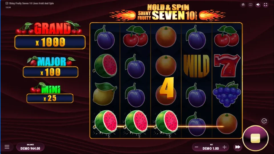 Shiny Fruity Seven 10 Lines Hold and Spin — screenshot 1