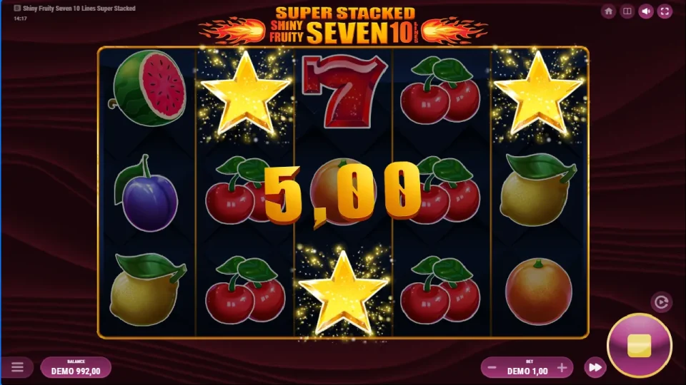 Shiny Fruits Seven 10 Lines Super Stacked — screenshot 2
