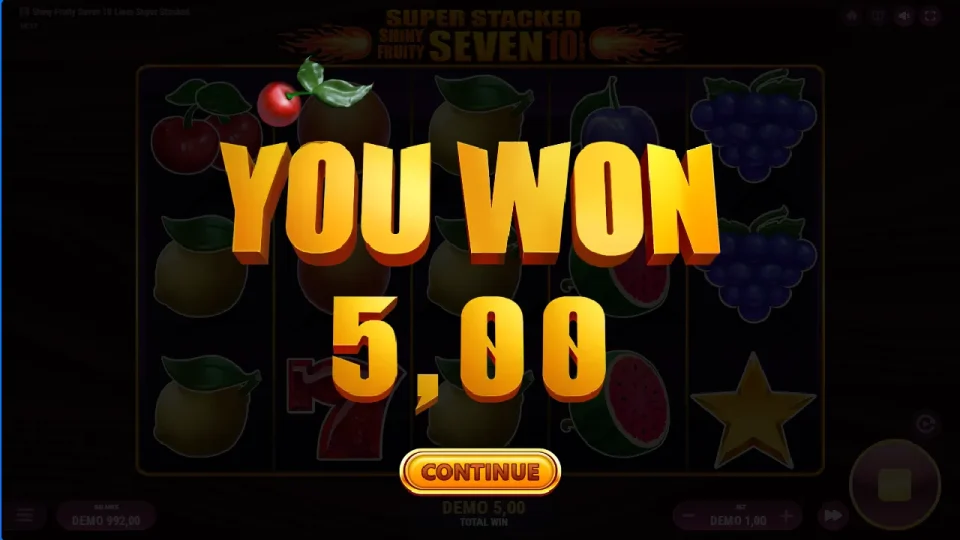 Shiny Fruits Seven 10 Lines Super Stacked — screenshot 3