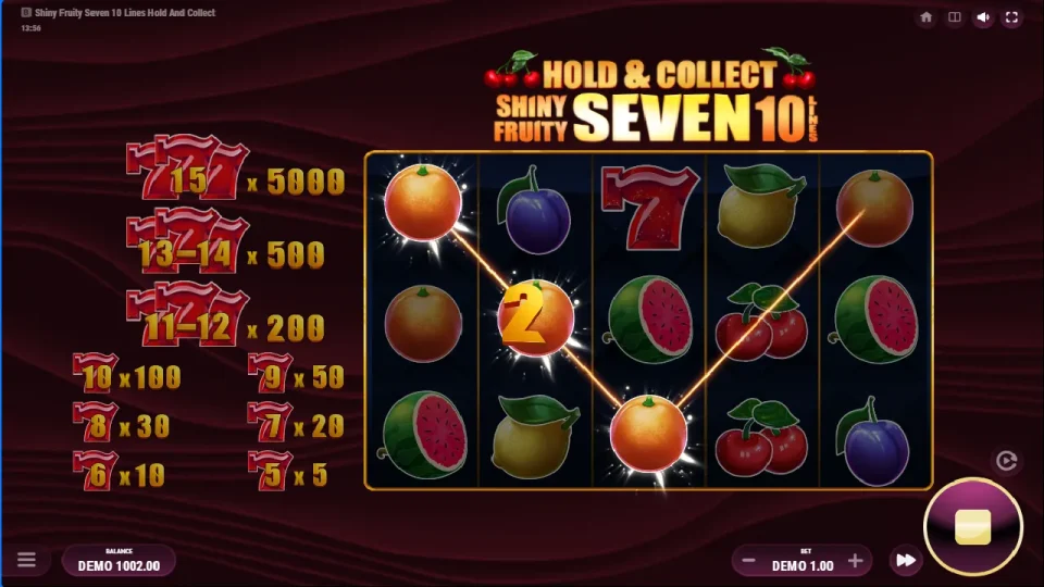 Shiny Fruity Seven 10 Lines Hold and Collect — screenshot 3