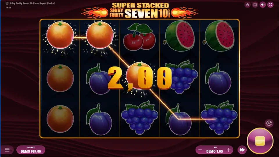 Shiny Fruits Seven 10 Lines Super Stacked — screenshot 4