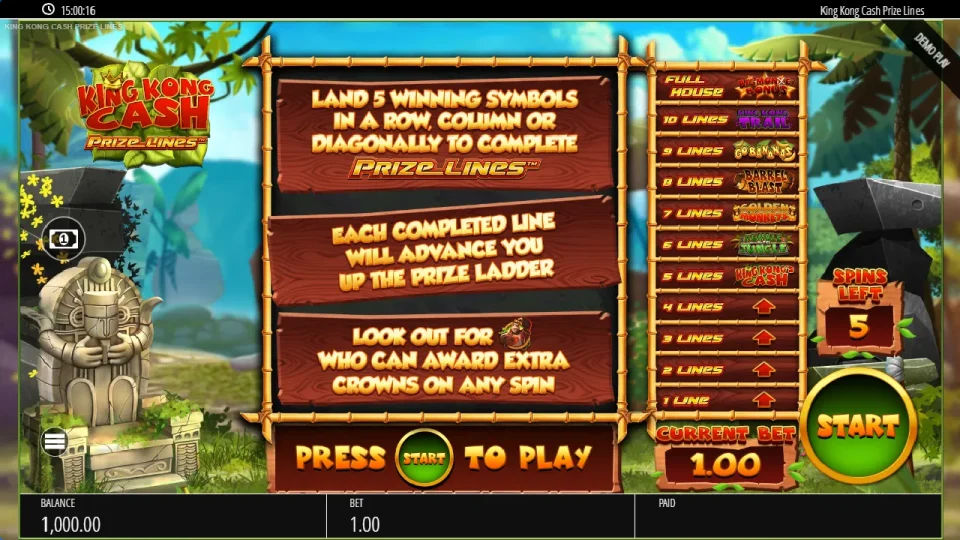 King Kong Cash Prize Lines — screenshot 1