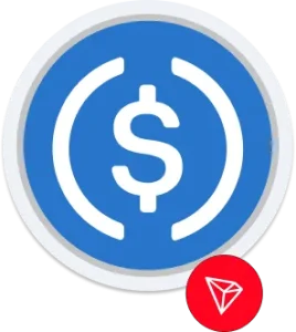 USDC TRC-20 token logo on the TRON blockchain network