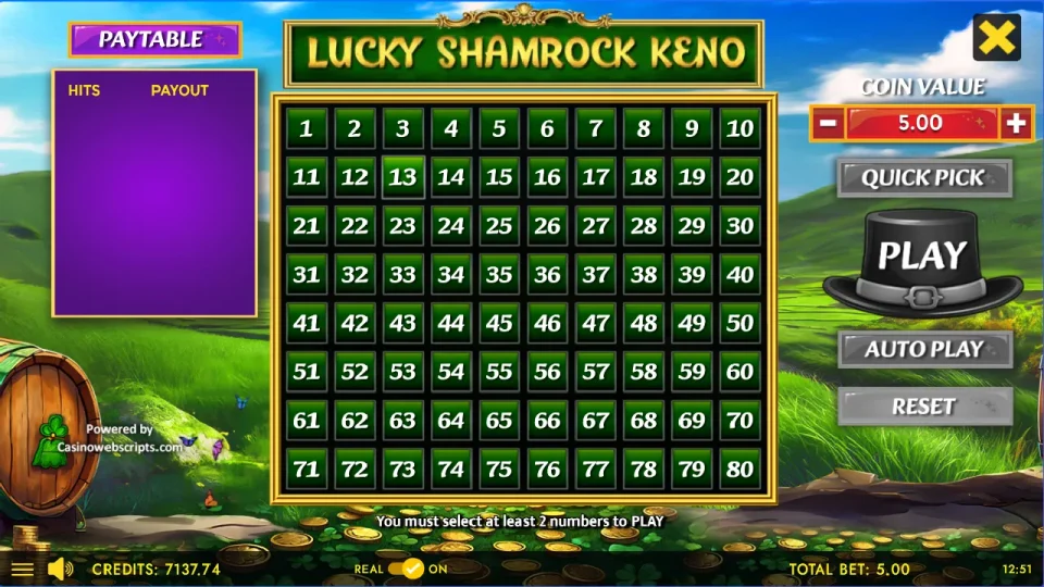 Lucky Shamrock Keno 80 — screenshot 1