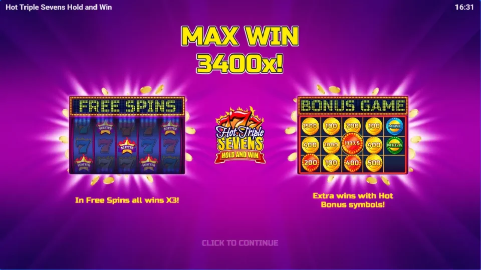 Hot Triple Sevens Hold & Win — screenshot 1