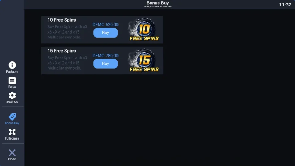 Europe Transit Bonus Buy — screenshot 2