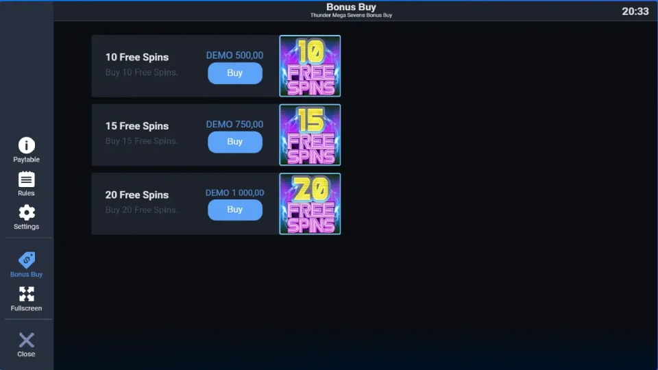 Thunder Mega Sevens Bonus Buy — screenshot 2