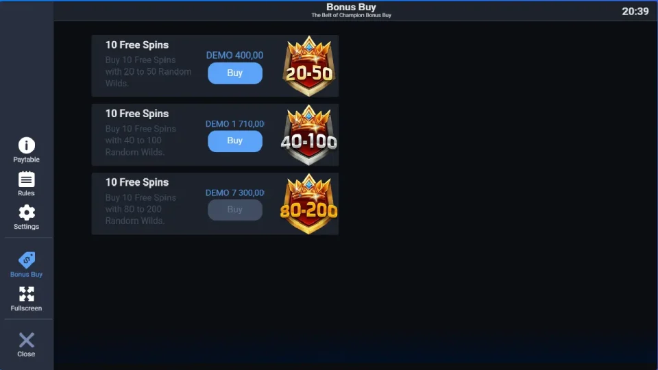 The Belt of Champion Bonus Buy — screenshot 2