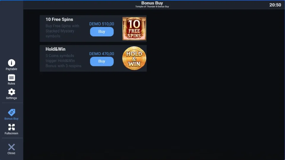 Temple of Thunder II Bonus Buy — screenshot 2
