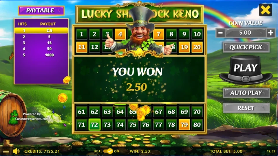 Lucky Shamrock Keno 80 — screenshot 3