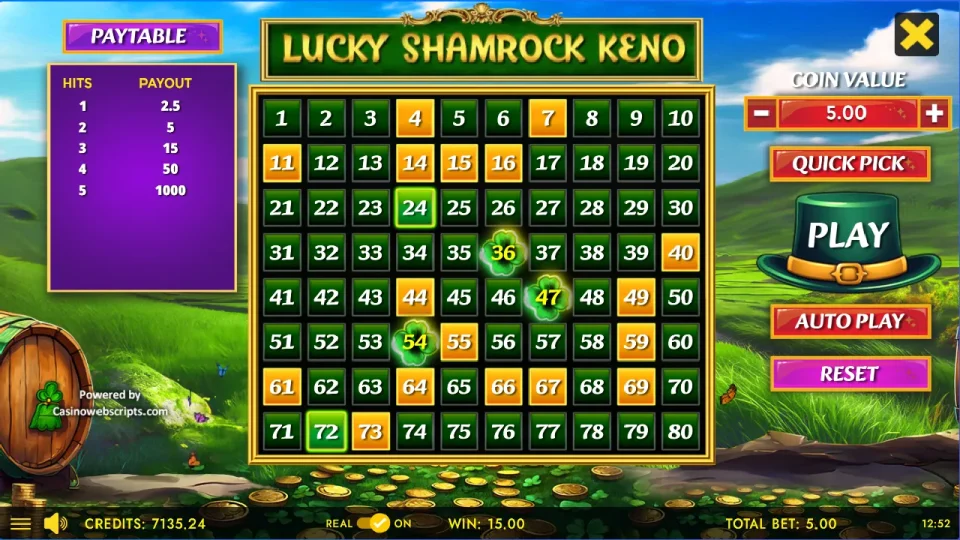 Lucky Shamrock Keno 80 — screenshot 4