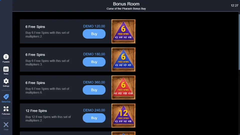 Curse of the Pharaoh Bonus Buy — screenshot 4