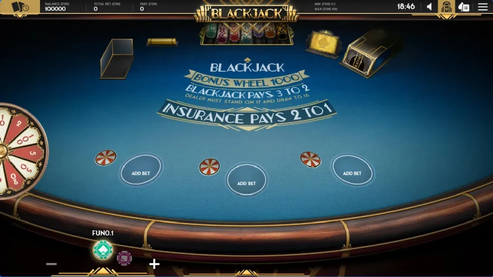 Blackjack Bonus Wheel 1000 — screenshot 1
