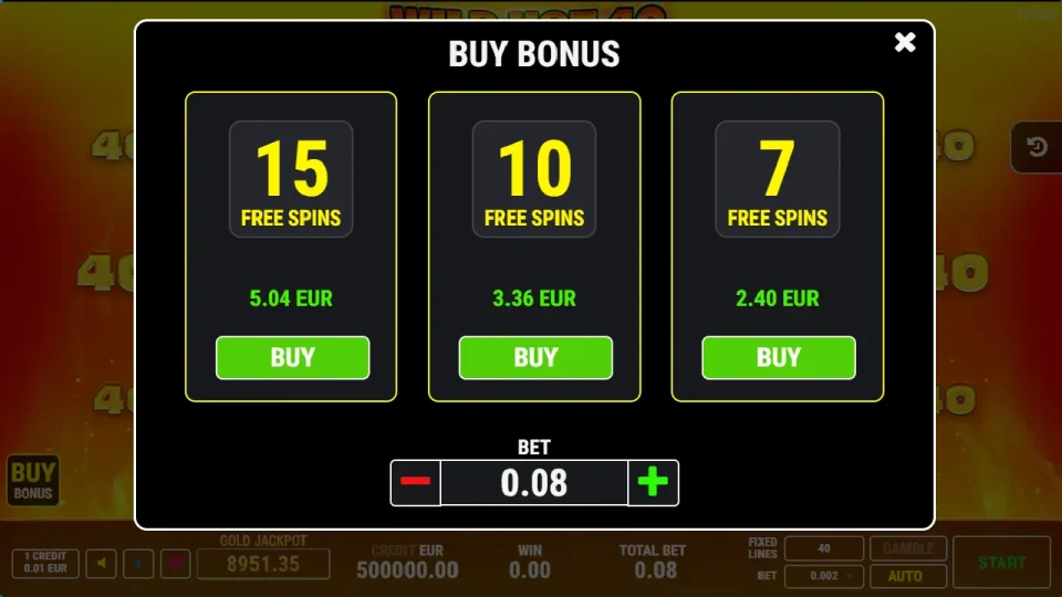 Wild Hot 40 Free Spins — screenshot 1