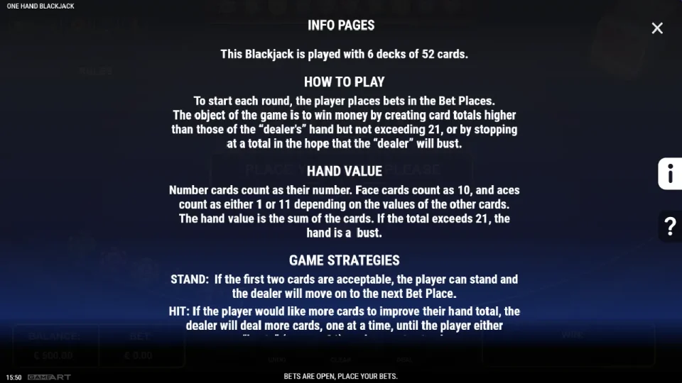 One-Hand Blackjack — screenshot 2