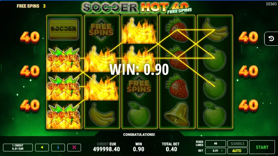Soccer Hot 40 Free Spins — screenshot 2