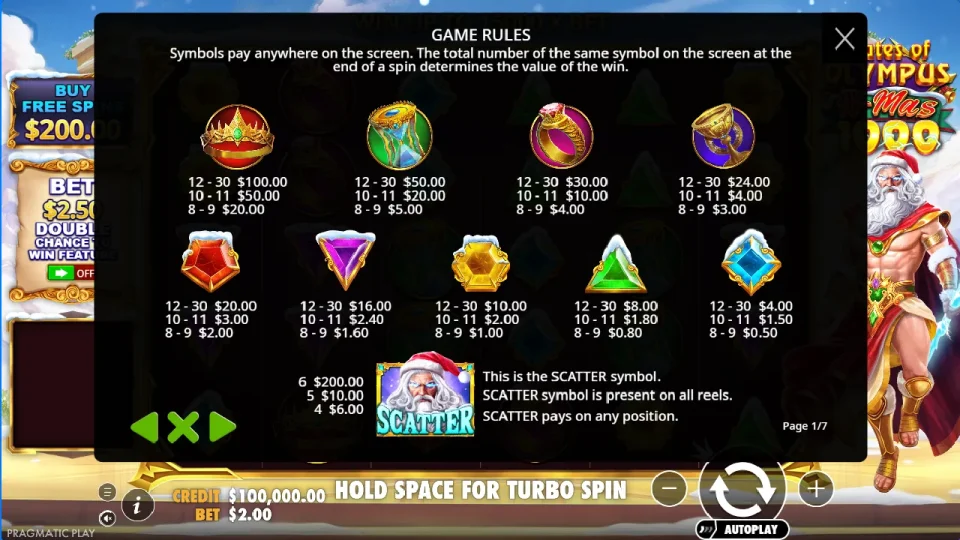 Gates of Olympus Xmas 1000 — screenshot 1