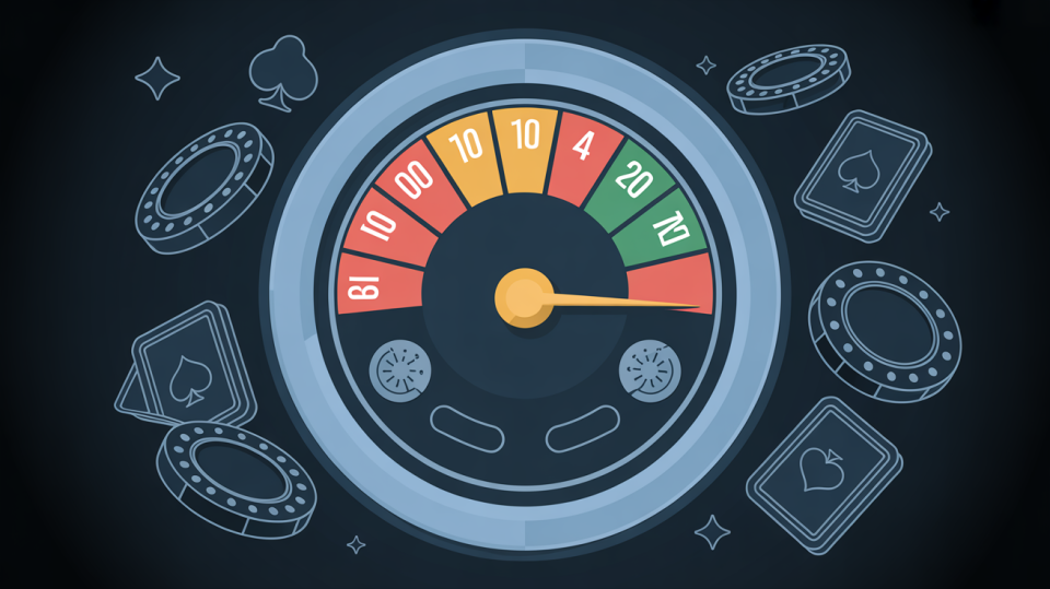 Medium-volatility slot machine gameplay screenshot showing balanced risk-reward mechanics